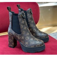 Sumptuous Louis Vuitton V Beaubourg Platform Ankle Boot 10cm Monogram Canvas 110231