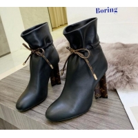 Good Quality Louis Vuitton Calf Leather Lace-up Ankle Boots 10cm Black 110238