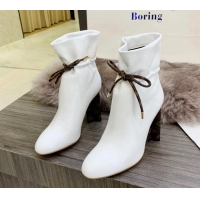 Duplicate Louis Vuitton Calf Leather Lace-up Ankle Boots 10cm White 110240