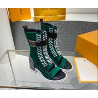 Duplicate Louis Vuitton Moonlight Satin Half Boots Green 110243