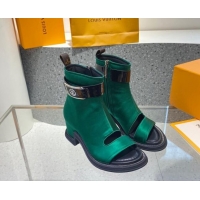 Luxury Louis Vuitton Moonlight Satin Ankle Boots Green 110245