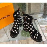 Sumptuous Louis Vuitton Moonlight Ankle Boots in Satin with Polka Dots 1AA0KH Black 1108054