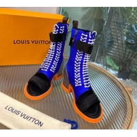 Unique Style Louis Vuitton Moonlight Half Boots in Blue Satin 1AA0MV 1108056