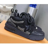 Charming Louis Vuitton Trainer Sneakers in Suede and Mesh with Crystal-Dots Charm Black 113042