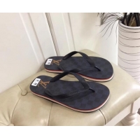 Popular Style Louis Vuitton Men's Flat Thong Sandals Black Damier 220144