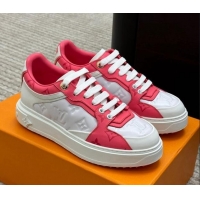 Sumptuous Louis Vuitton Time Out Sneakers in Monogram Leather White/Pink 1AB349 220158 