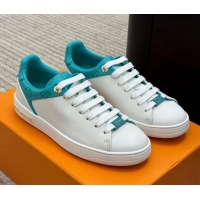 Perfect Louis Vuitton Frontrow Sneakers in Smooth Leather White/Green 1AB1VG