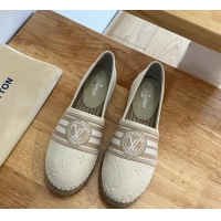 Stylish Louis Vuitton Starboard LV Circle Denim Flat Espadrilles Beige 2122396