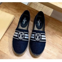 Duplicate Louis Vuitton Starboard LV Circle Denim Flat Espadrilles Blue 2122397