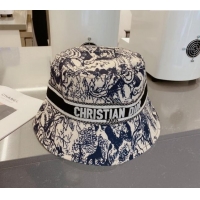 Luxury Cheap Dior Toile de Jouy Reverse Bucket Hat D0126 Black 2023