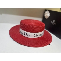 Luxurious Grade Elegant Dior Straw Hat D22731 Red 2023