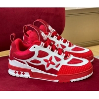 Most Popular Louis Vuitton LV Skate Sneakers in Monogram Mesh Red/White 1223112