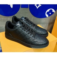 Shop Duplicate Louis Vuitton Men's Rivoli Sneakers in Mini Monogram Embossed Leather Black 2261132