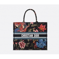 ​Top Quality Large Dior Book Tote Multicolor Dior Birds Embroidery M911 Black