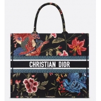 ​Top Quality Large Dior Book Tote Multicolor Dior Birds Embroidery M911 Black