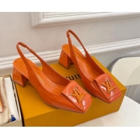 Unique Style Louis Vuitton Shake Slingback Pumps 5.5cm in Patent Leather with LV Twist Orange 122716