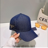 Top Quality Prada Denim Baseball Hat 0414 Blue 2023