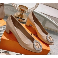 Top Grade Louis Vuitton Madeleine Pumps 4.5cm in Patent Leather with Crystal Nude 122749