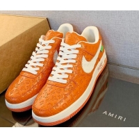 Fashion Louis Vuitton x Nike "Air Force 1" Low Sneakers in Monogram Perforated Leather Orange 122993