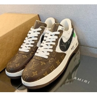 Unique Style Louis Vuitton x Nike "Air Force 1" Low Sneakers in Monogram Canvas Brown/White/Black 122995