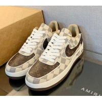 Sumptuous Louis Vuitton x Nike "Air Force 1" Low Sneakers in Damier Azur Canvas and Monogram 122996