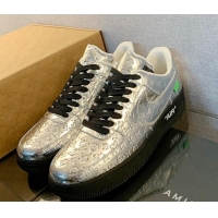 Best Product Louis Vuitton x Nike "Air Force 1" Low Sneakers in Monogram Metallic Leather Silver 229100