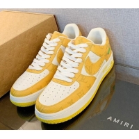 Unique Style Louis Vuitton x Nike "Air Force 1" Low Sneakers in Monogram Leather Yellow 1229102