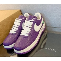 Grade Quality Louis Vuitton x Nike "Air Force 1" Low Sneakers in Monogram Leather Purple 1229109