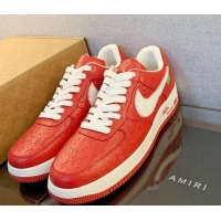 Good Looking Louis Vuitton x Nike "Air Force 1" Low Sneakers in Monogram Leather Red 1229111