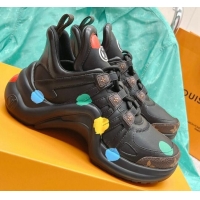 Sophisticated Louis Vuitton LV X YK LV Archlight Sneakers with Painted Dots Black 013021