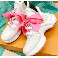 Fashion Louis Vuitton LV Archlight Sneakers with Ribbon Laces White/Pink 013023