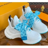 Luxury Louis Vuitton LV Archlight Sneakers with Ribbon Laces White/Blue 013025