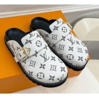 Shop Duplicate Louis Vuitton LV Cosy Comfort Flat Mules in Monogram Canvas White 013029