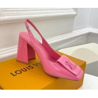 Low Price Louis Vuitton Shake Slingback Pumps 8.5cm in Patent Leather with LV Twist Pink 208110