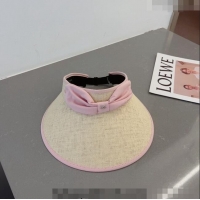 Super Quality Chanel Straw Visor Hat with Bow CH040702 Pink 2023