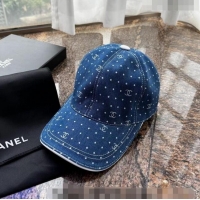 New Fashion Chanel CC Denim Baseball Hat 0407 Light Blue 2023