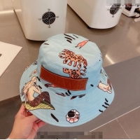 Grade Quality Loewe Print Bucket Hat 030808 Blue 2023