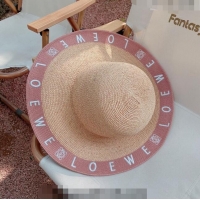 Top Quality Loewe Wide Brim Straw Hat 030834 Beige/Pink 2023