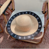 Top Design Loewe Wide Brim Straw Hat 030834 Beige/Black 2023