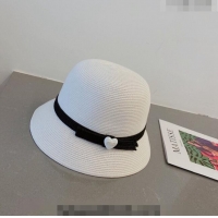 Luxury Cheap Miu Miu Straw Hat with Heart Band CE0311 White 2023