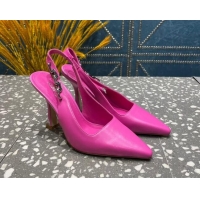 Sumptuous Louis Vuitton Sparkle Leather Slingback Sandals with Chain 9.5cm Dark Pink 20901