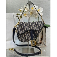 Well Crafted SADDLE BAG WITH STRAP Blue Dior Oblique Jacquard M0455CTZ