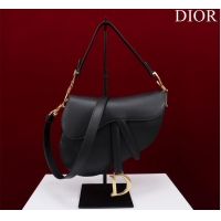 New Fashion Dior SADDLE BAG WITH STRAP Black Smooth Calfskin M0455CWG