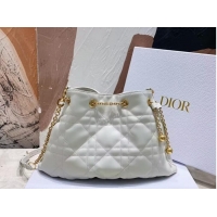 Super Quality MEDIUM DIOR AMMI BAG Sand white Supple Macrocannage Lambskin M22566F