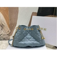 Top Quality MEDIUM DIOR AMMI BAG Sand Blue Supple Macrocannage Lambskin M22566F