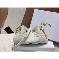 Affordable Price SMALL DIOR AMMI BAG Sand WHITE Supple Macrocannage Lambskin M22567F