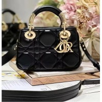 Chic Promotional LADY DIOR TOP HANDLE SMALL BAG Cannage Lambskin C0620 black