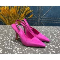 Best Price Louis Vuitton Sparkle Suede Slingback Sandals with Chain 9.5cm Dark Pink 020908