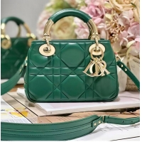 Promotional LADY DIOR TOP HANDLE SMALL BAG Cannage Lambskin C0620 green