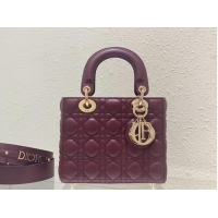 Top Quality SMALL LADY DIOR MY ABCDIOR BAG Cannage Lambskin M0538ONG wine